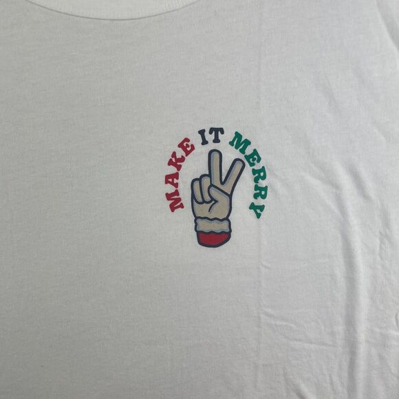 Make It Merry Old Navy Graphic T-Shirt White Short Sleeve Crew Neck Sz XL Petite - Picture 3 of 10